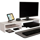 Suporte Dois Monitor Gamer Home Office 90x20x15 Branco Mdf