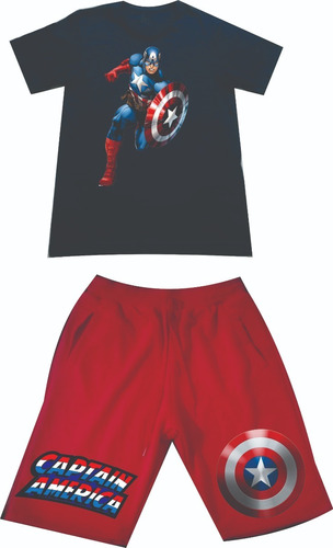 Conjunto Deportivo Capitan America Marvel Pantalont+camiseta