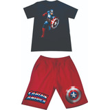 Conjunto Deportivo Capitan America Marvel Pantalont+camiseta