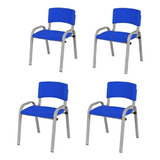 Kit 4 Cadeira Iso Escola Infantil Estudo Base Cinza