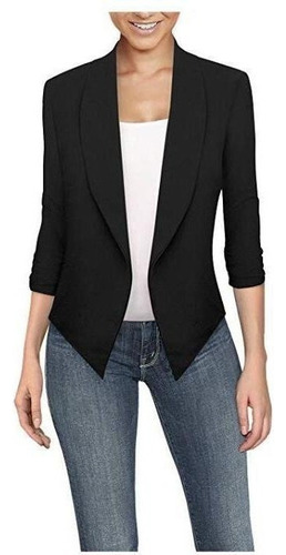 Blazer De Suéter Feminino Confortável Manga 3,4 Casual