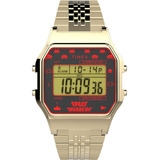 Reloj Timex T80 X Space Invaders De 34 Mm, Tono Dorado Con B