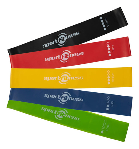 Bandas Planas Set X 5 Sportfitness Elásticas Cerradas Gym