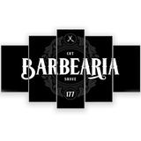 Quadro Decorativo Barbearia - Barber Shop 115x60 5 Peças N0