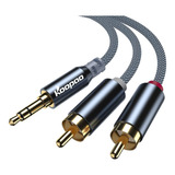 Cable De Audio Estereo 3,5mm A 2 Rca M/m | Trenzado / 33cm