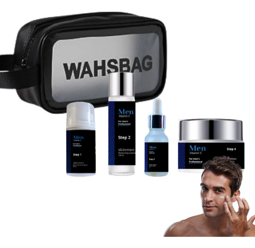 Set Cuidado Facial Con Vitamina C Aclara Hidrata Para Hombre