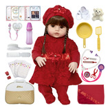 Boneca Reborn Baby Alive Que Pode Dar Banho Vestido Vermelho