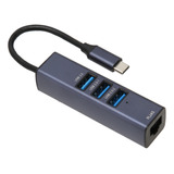 Hub Usb C 4 En 1, Puerto Ethernet Gigabit Rj5, 3 Puertos Par