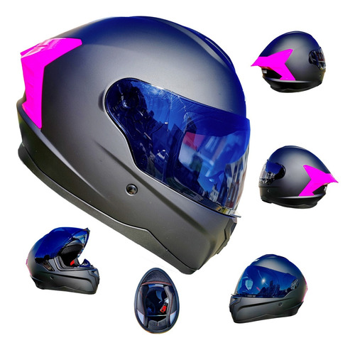 Casco Moto Negro Rosa Neon Xtrong Certificado Ece Deportivo