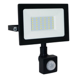 Reflector 30w Luz Fria Negro Con Sensor Halux Md6013066