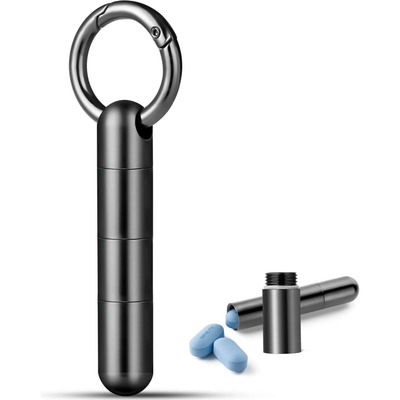Porta Pílulas Com Chaveiro, Titânio, Pequena