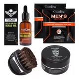 Kit Barba Cepillo Aceite Barbería Cera Mascarilla