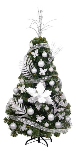 Árbol De Navidad Canadian 1,20 C Kit Lujo 31 Pzas - Sheshu Color Plata