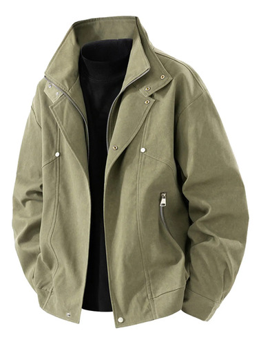 Chaqueta G Para Hombre, Color Liso, Manga Larga, Solapa Y Cr