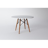 Mesa De Jantar Eames Wood - Redonda - Tampo Madeira 110 Cm