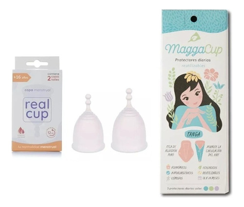 2 Copas Menstrual Real Cup + Protector Diario Kit X3 Lavable