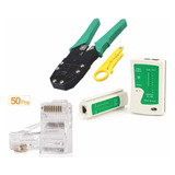 Paquete Pinza Ponchadora+ Tester+ Conectores Cable Utp Rj45