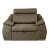 Sillón Sofa Para Living 1 Cuerpo Chenille Ecocuero - Dubai Color Negro