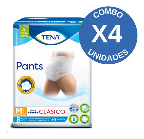 Pañales Tena Pants Clasico Medium Combo X 4 Paquetes