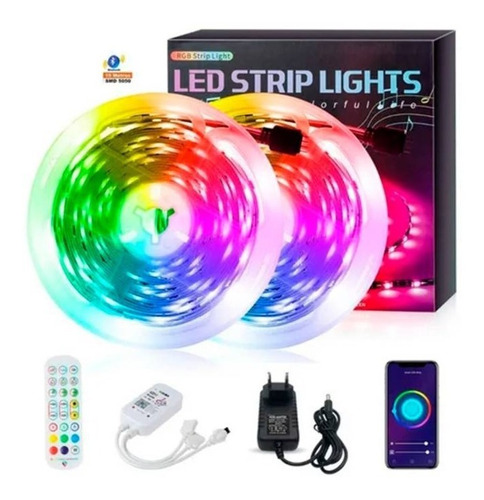 Tira Luces Led Rgb 15 Metros Bluetooth,música Facil Instalar