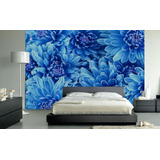 Tapiz Flores Azules Vinil Autoadherible 300x230cm Fotomural