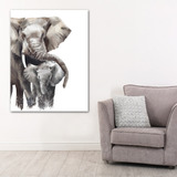 Elefantes Tipo Acuarela Lienzo Med Canvas Cuadro Decorativo