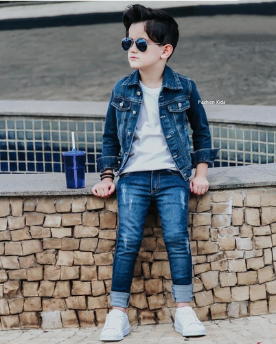 Kit Jaqueta E Calça Jeans Infantil Juvenil Menino - Premium