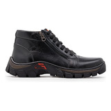 Bota Coturno Cano Curto Casual Em Couro Masculina Workwear 