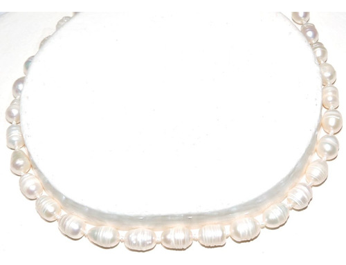 Collar  Perla Cultivada 10-11 Mm Agua Dulce Color Blanca