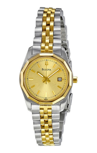 Relógio Bulova 98m100 Banho Ouro Amarelo, Caixa 12 Lados 