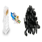 Fichas Rj45 Cat6  Pasante  X 100u Y 100 Capuchones Rj45