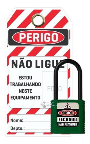 Kit Bloqueio Cadeado Verde + Etiqueta Não Opere Tagout Nr10