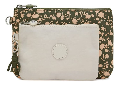 Kipling ® Fresh Floral Pouch Duo Bolso Doble Maquillaje Ev Acabado De Los Herrajes Liso Color Beige Color De La Correa De Hombro Sin Correa