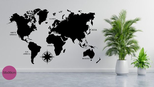 Vinilo Decorativo Mapa Mundial Mapamundi Pared Mural #5