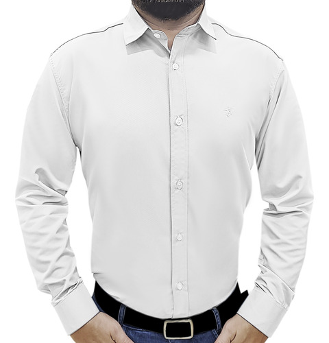 Camisa Social Masculina Executive Branca Maquinetada