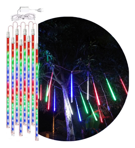 Meteoro Colorido Cascata 8 Tubo Led Bastão Snow Fall 50cm