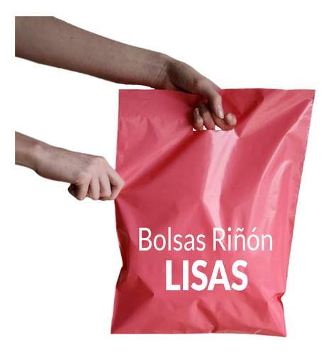 50 Bolsas Plásticas Riñón 30x40 Rosas Con Manija Premium