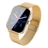 Relógios Smartwatch Feminino Dourado Luxo Com 2 Pulseiras Nf