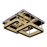 Lustre Cristal Quadrado Dois Andares 3 Em 1 Nitrolux