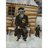 Lienzo Tela Marc Chagall  Violinista En Banco 70x93cm