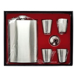 Kit Cantil Porta Bebidas Mini Funil Com 4 Copo Shot Inox