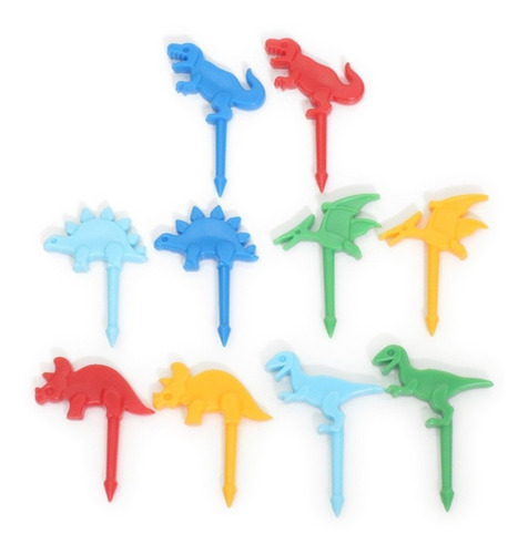 Set Mini Palillos Pinchos Frutas Dinosauiros Lunch Niños