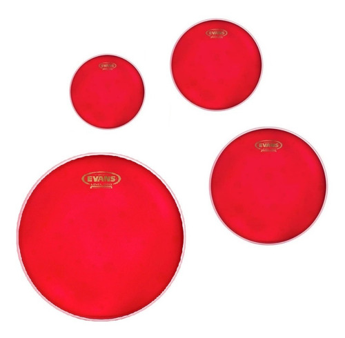 Set 4 Parches Estandar Evans Hydraulic Rojos Para Bateria