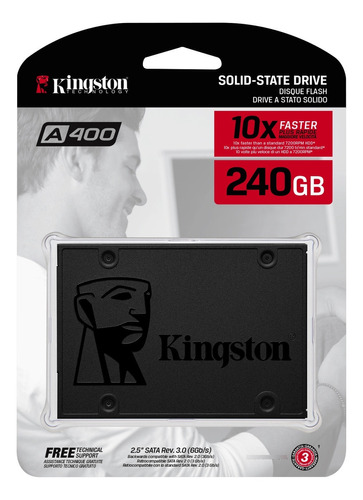 Disco Sólido Interno Kingston Sa400s37/240g 240gb Preto