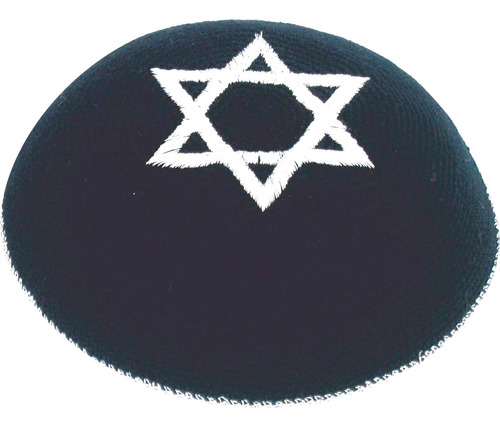 Kipa Judaico Estrela De Davi - Crochê - Preto - De Israel