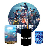 Painel Redondo 1,50 + Trio De Capas Dos Cilindros Free Fire