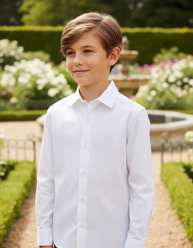 Camisa Blanca Niño Vestir Manga Larga Elegante Zilerys T4-20