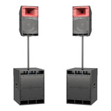 Combo De Sonido Profesional 2 Bafles Activos + 2 Subwoofers