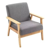 Silla Butaca Sillon Madera Brazos Nordico Escandinavo Lino