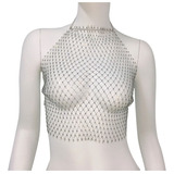 (s) Top Corto Con Strass Con Purpurina, Halter, Brillante, R